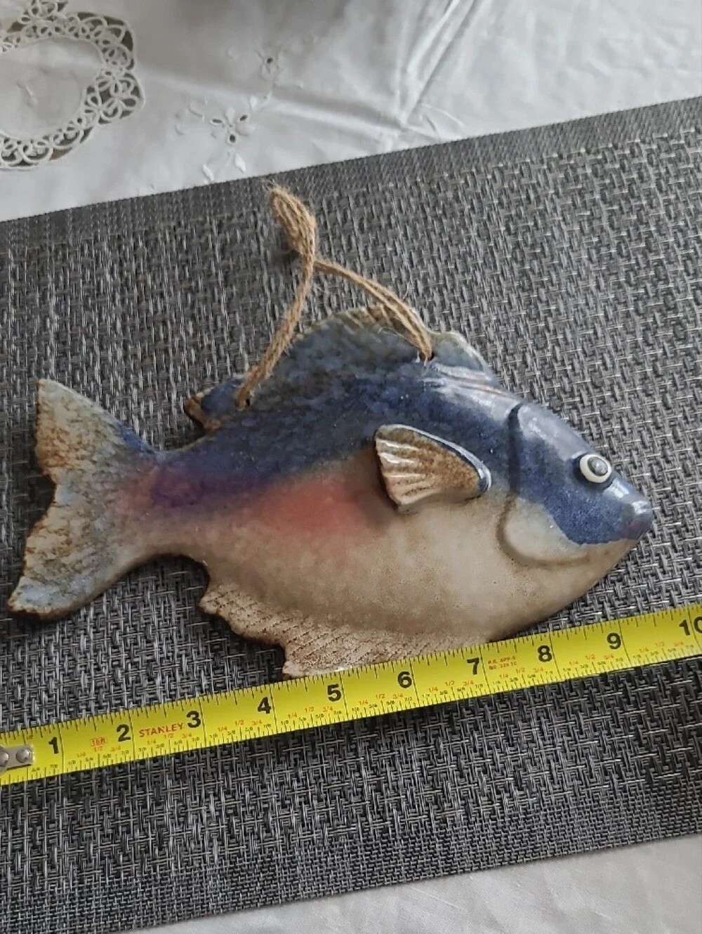 Decorative Ceramic Fish Wall Hanging - Blue, Pink, Cream